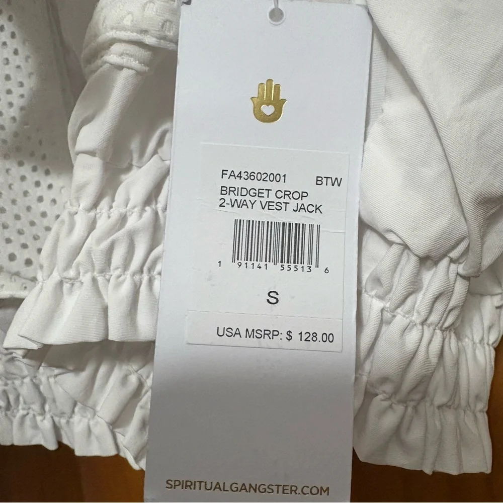 Spiritual Gangster White Cropped Windbreaker Jacket Size Small NWT - Picture 8 of 12